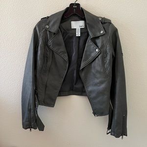 Bar III Faux Leather Gray Moto Jacket